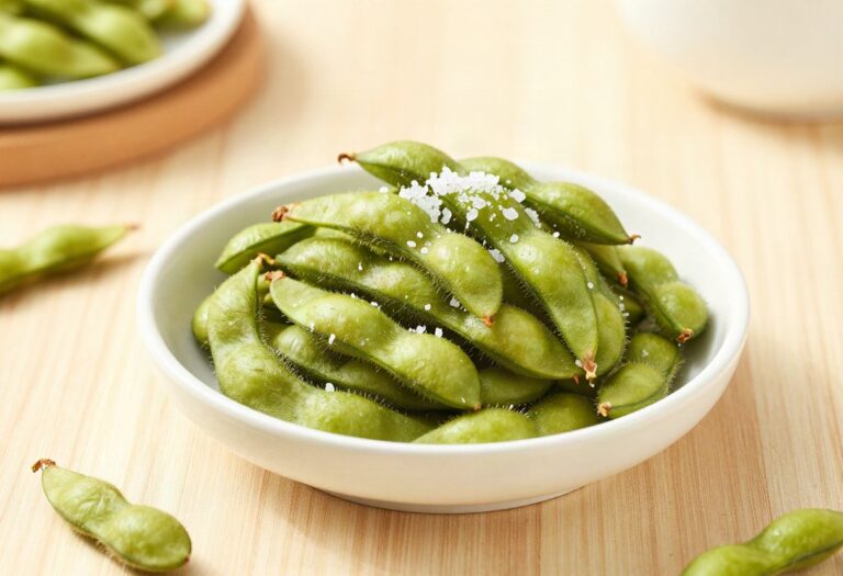 Steamed edamame with salt