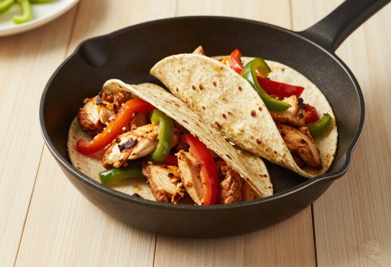 Chicken fajitas with peppers