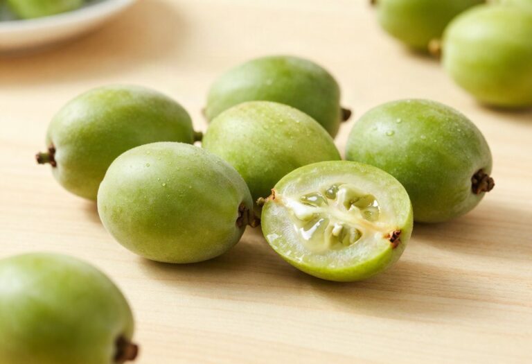 Feijoas, one cut open