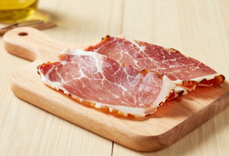 Thin slices of Bayonne ham