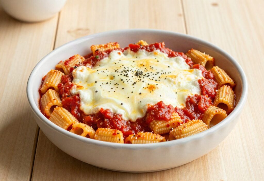Gnocchi gratin with tomato and mozzarella