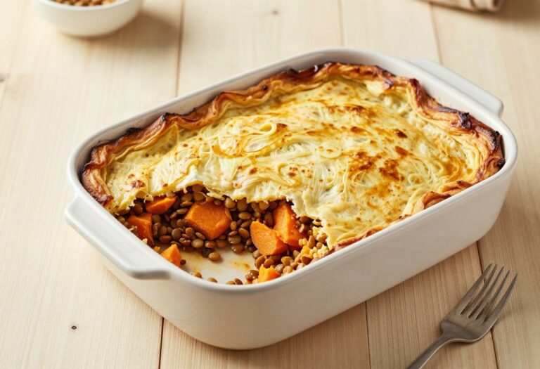 Hachis parmentier de patate douce et lentilles