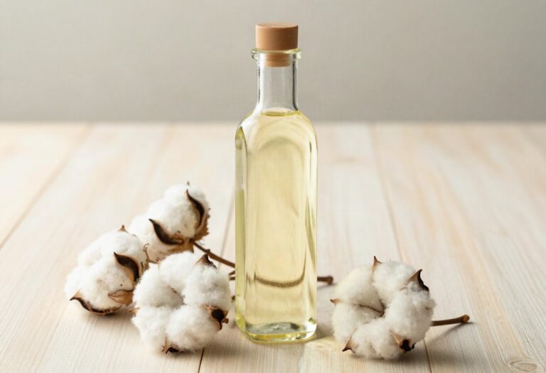 Cottonseed oil and cotton flowers