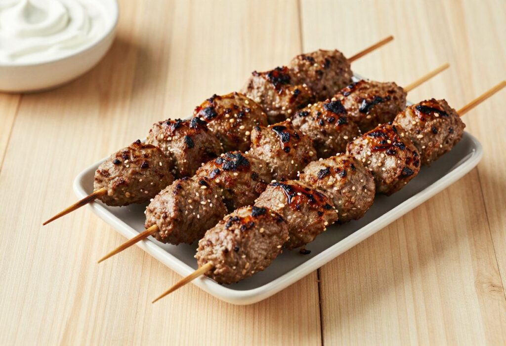 Beef koftas with yoghurt sauce