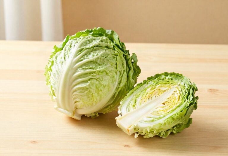 Iceberg lettuce cut in half