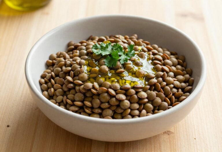Cooked green lentils