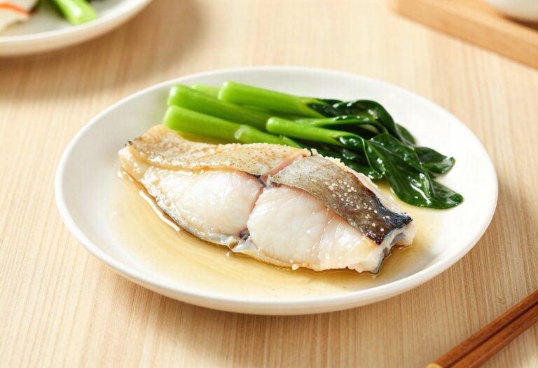 Steamed hake and vegetables