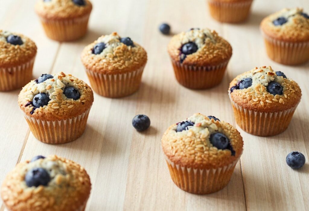 Oat flake and blueberry muffins