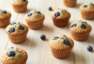 Muffins flocons d&rsquo;avoine et myrtilles