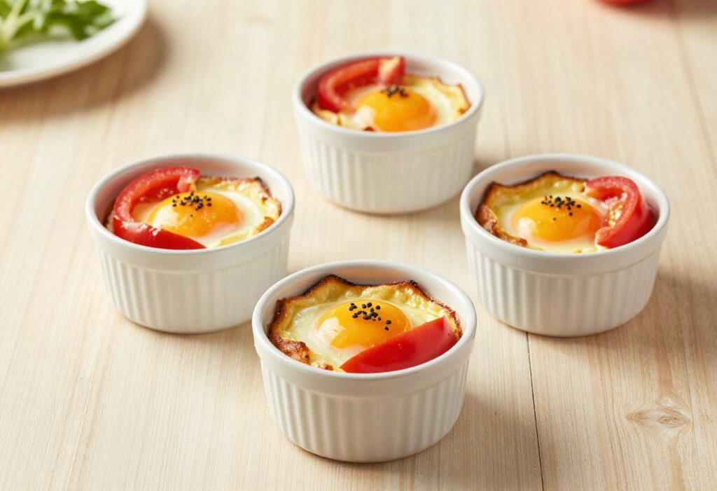 Baked eggs with tomato and pepper