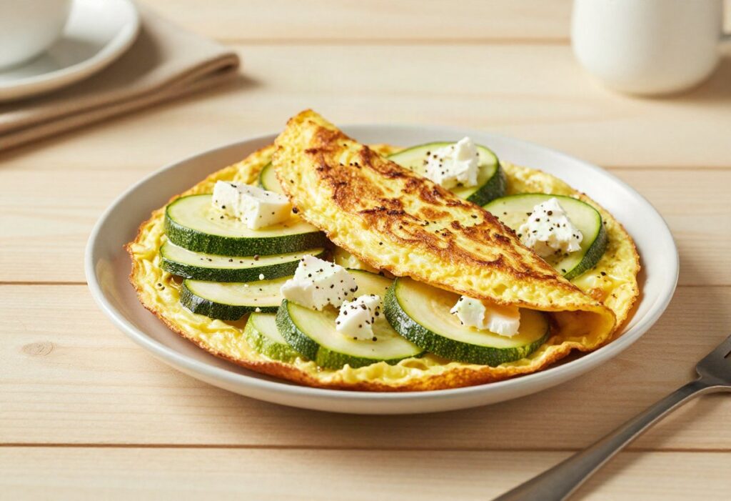 Courgette and feta omelette