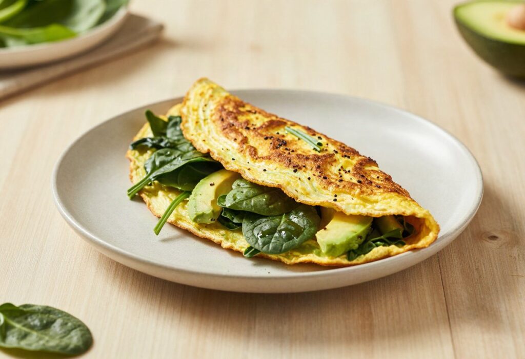 Spinach and avocado omelette