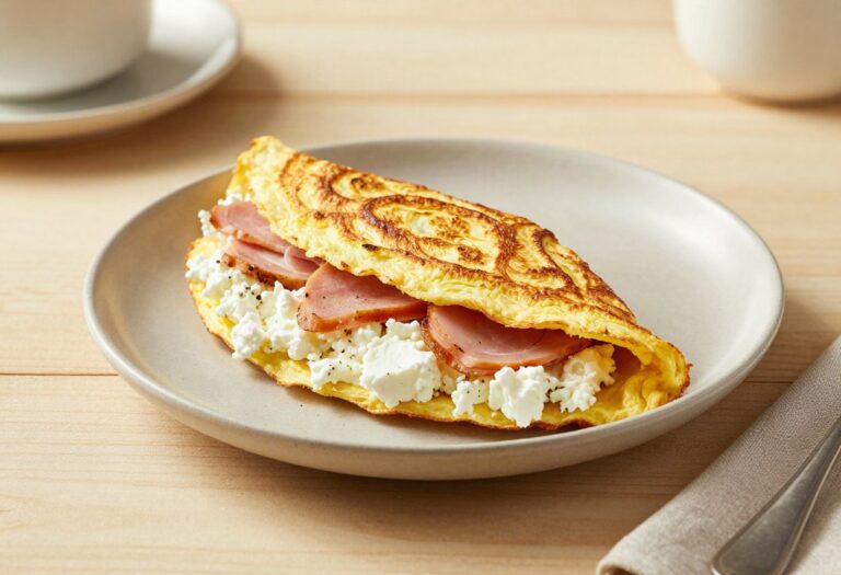 Omelette protéinée jambon et fromage blanc