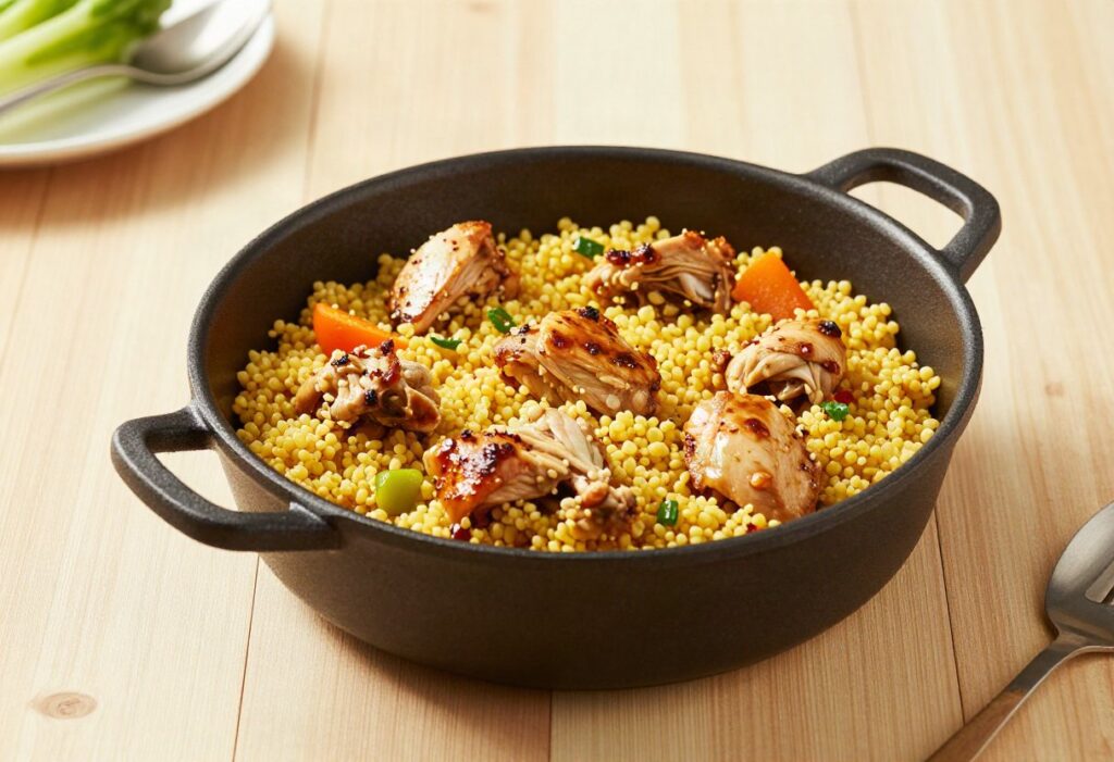One-pot bulgur, chicken and vegetables