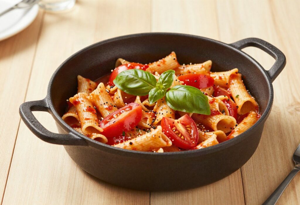 One-pot tomato and basil pasta