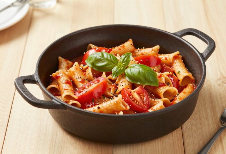 One-pot tomato and basil pasta