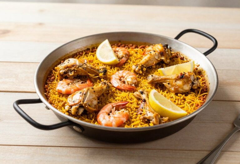 Paella poulet et crevettes