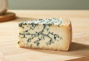 Slice of blue-veined Gorgonzola