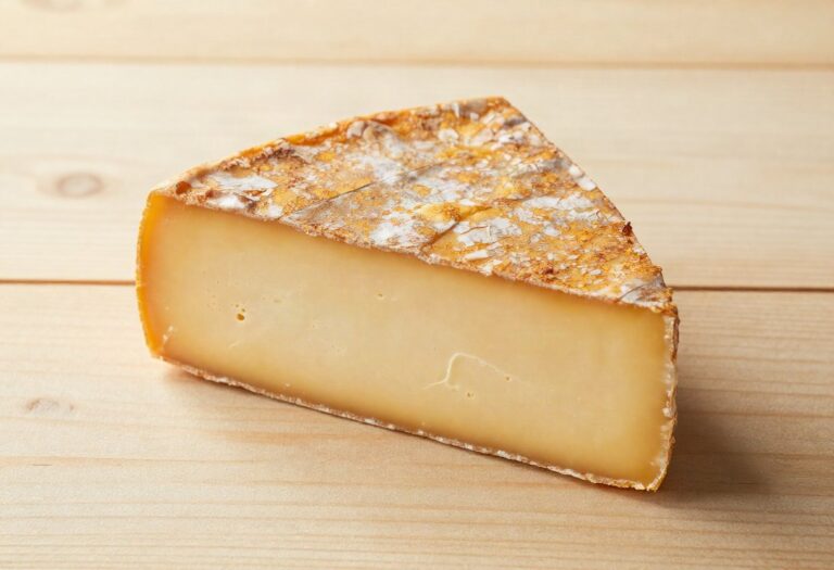Slice of Salers with a thick rind