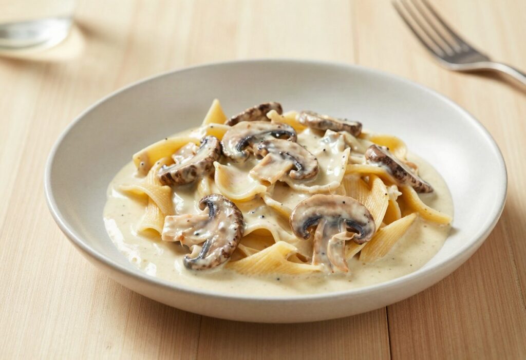 Pasta with mushrooms and light cream