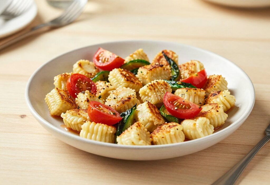 Pan-fried gnocchi with tomatoes and vegetables