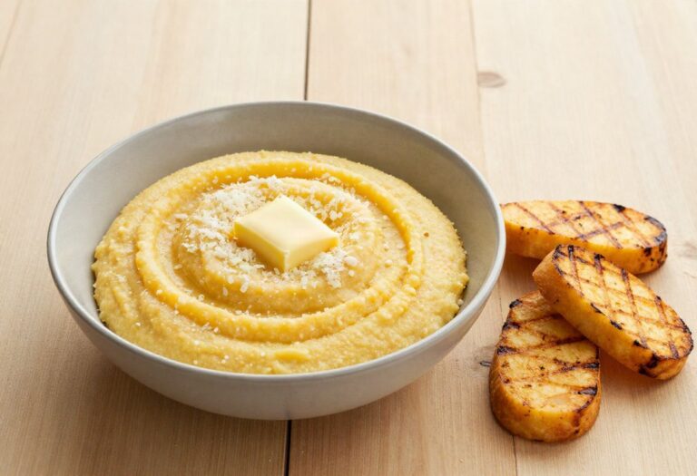 Creamy polenta and grilled slices