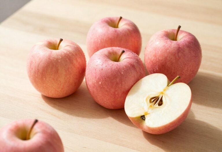 Pink Lady apples, one cut open