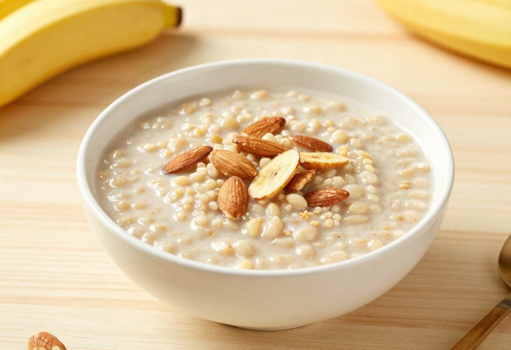 Banana and almond porridge