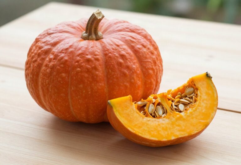 Bright red pumpkin, partly cut