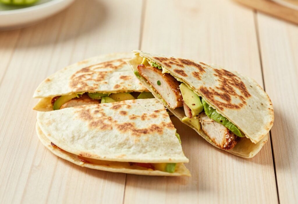 Chicken and avocado quesadillas