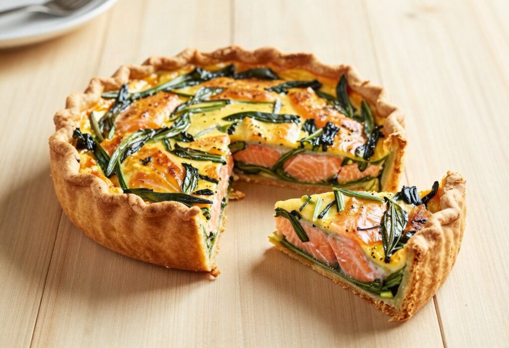 Salmon and leek quiche