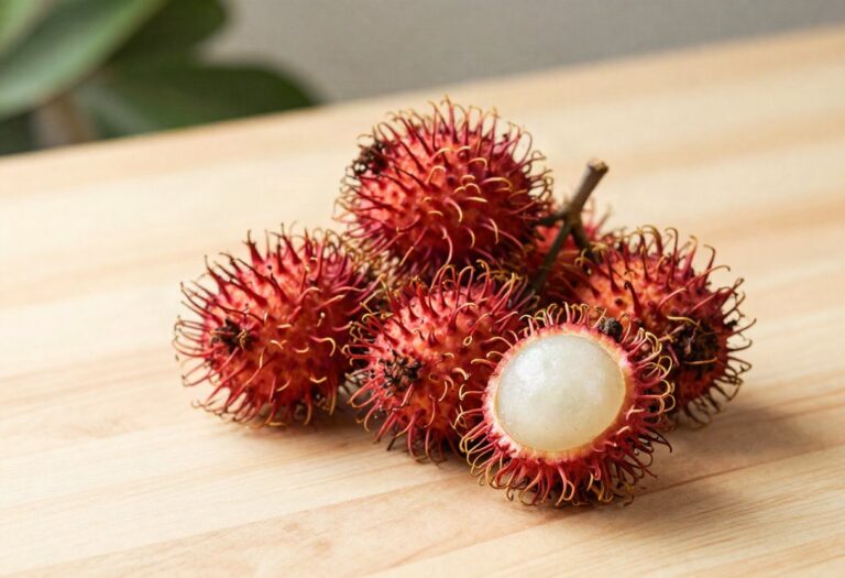 Rambutans, one opened