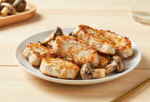 Pan-fried sweetbreads with mushrooms
