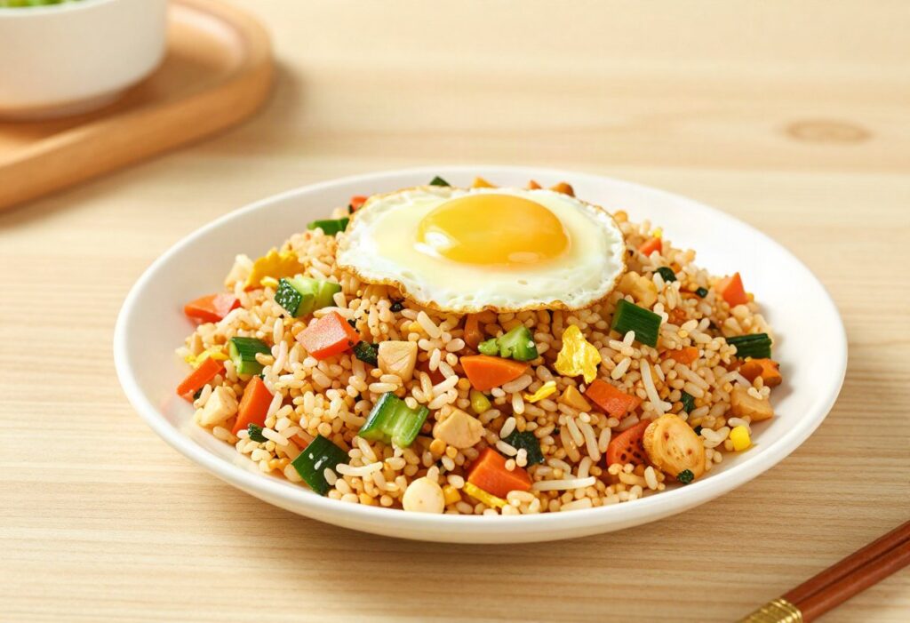 Fried rice with vegetables and egg