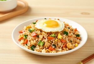 Fried rice with vegetables and egg