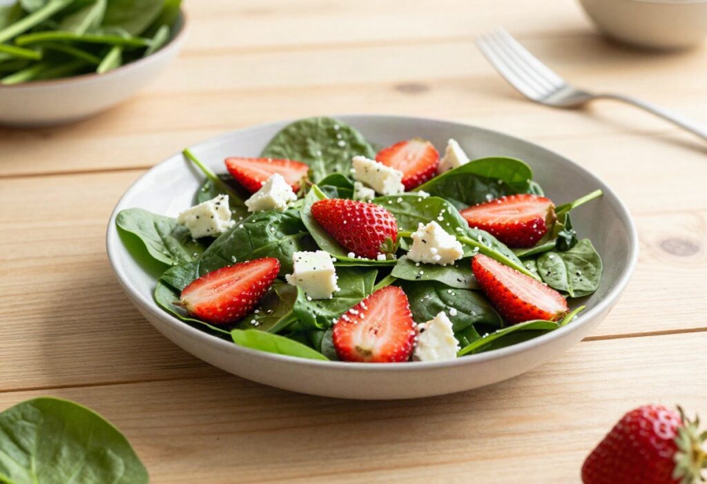 Spinach, strawberry and feta salad
