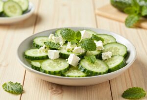 Salade de concombre, feta et menthe