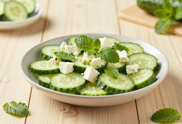 Salade de concombre, feta et menthe