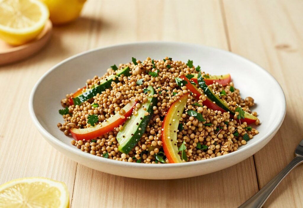 Freekeh and vegetable salad