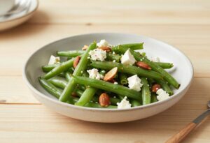 Salade de haricots verts, amandes et feta