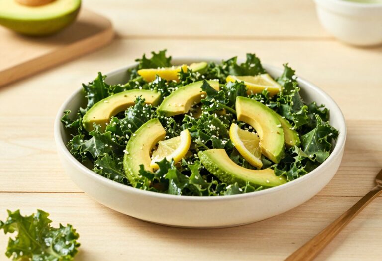 Salade de kale massé, avocat et citron