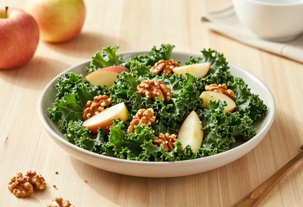 Kale, apple and walnut salad