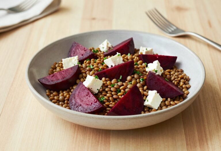 Salade de lentilles, betterave et feta