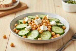 Chickpea, cucumber and feta salad
