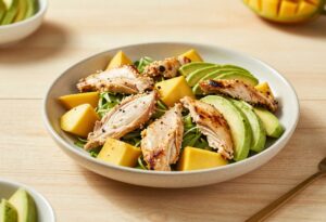Salade de poulet, mangue et avocat