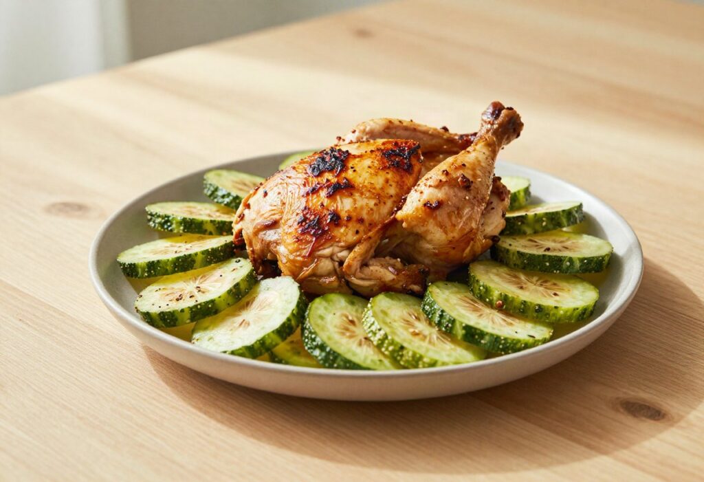 Roast chicken and crunchy vegetable salad