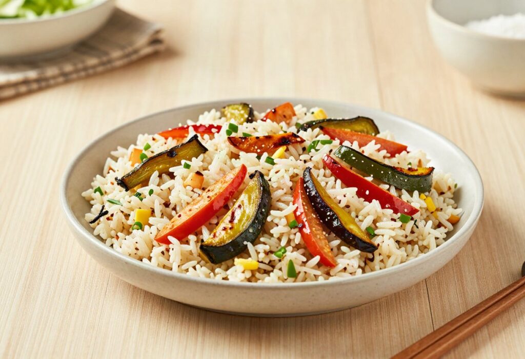 Rice salad with grilled vegetables