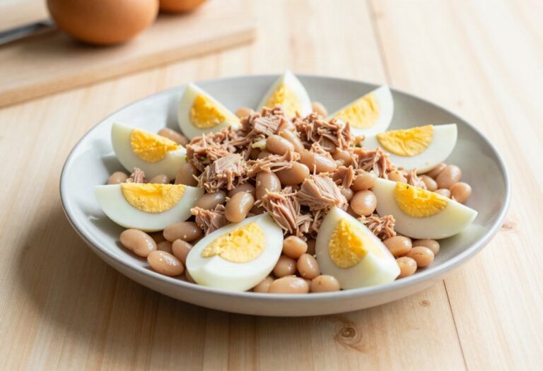 Salade de thon, haricots blancs et œuf
