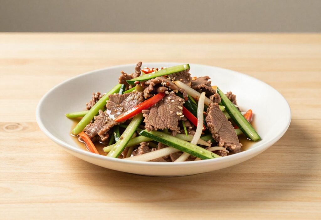 Thai beef salad with crunchy vegetables