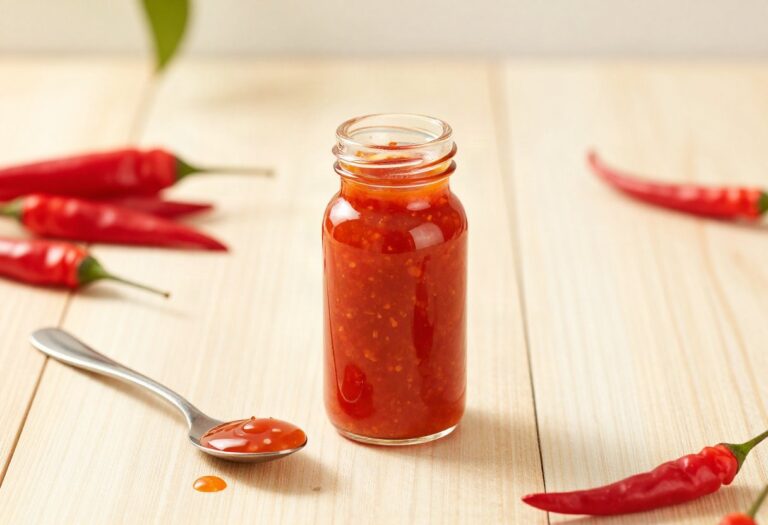 Red chilli sauce and fresh chillies